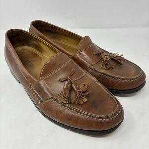 Cole Haan Size 11M C06982 Brown Leather Tassel Loafers NikeAir Slip On VGC